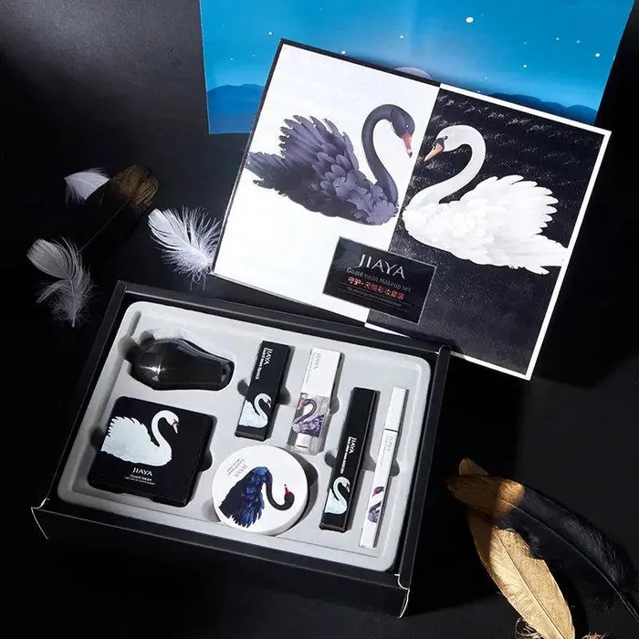 cj Black And White Swan Makeup Set Cushion bb Cream Makeup Powder Lipstick Sevenpiece Gift Box Anal