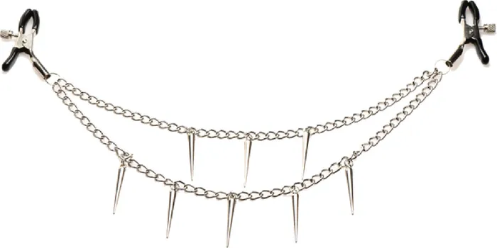 Daggers Double Chain Nipple Clamps Xr Brands Female Sex Toys