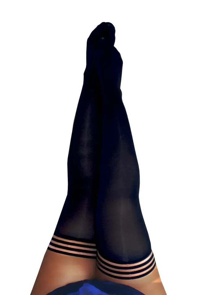 Danielle Black Opaque Thigh High Size D Black Kixies Anal