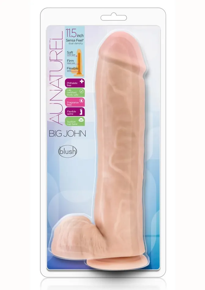Dildos Au Naturel Au Naturel Big John Sensa Feel Dual Density Dildo with Balls