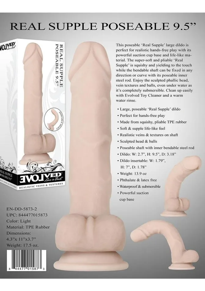 Dildos Evolved Real Supple Poseable Dildo with Balls
