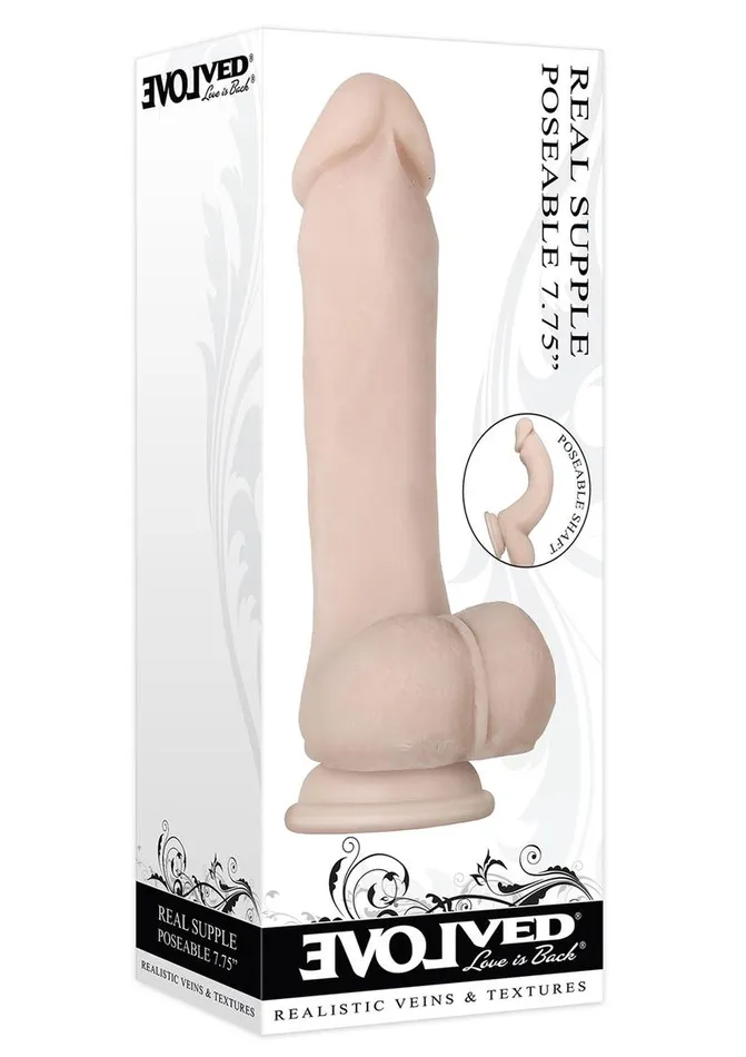 Dildos Evolved Real Supple Poseable Dildo with Balls
