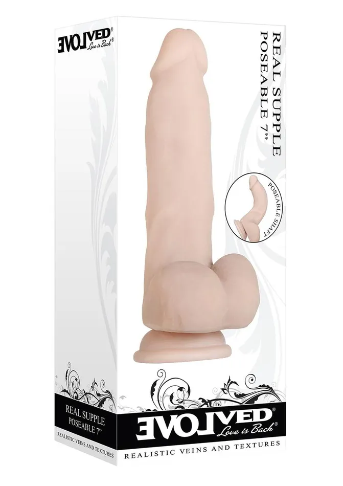 Dildos Evolved Real Supple Poseable Dildo with Balls