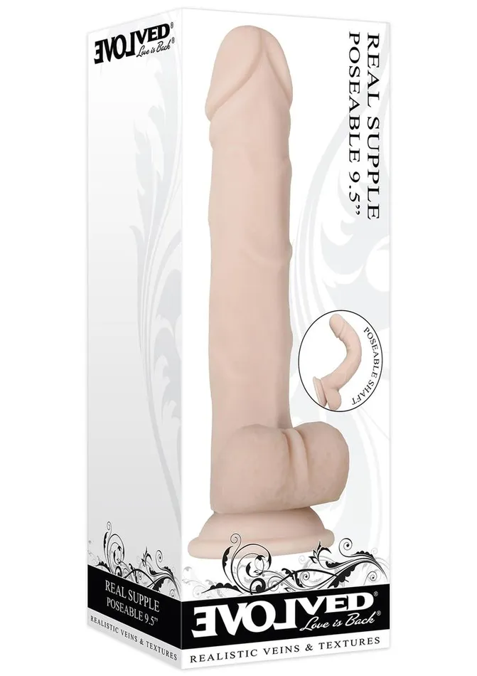 Dildos Evolved Real Supple Poseable Dildo with Balls