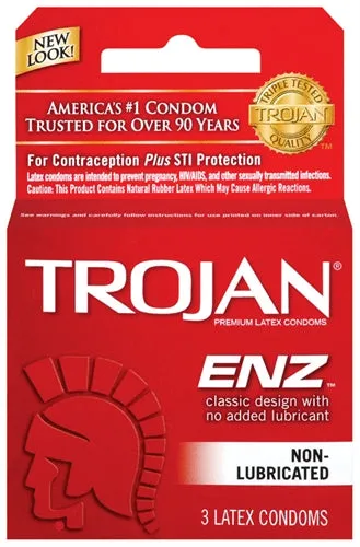 Enhancers Trojan Condoms Trojan Enz NonLubricated Condoms 3 Pack