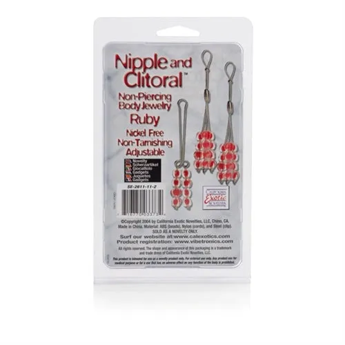 Female Sex Toys CalExotics Nipple and Clitorial Body Jewelry Ruby Female Sex Toys CalExotics Nipple and Clitorial Body Jewelry Ruby