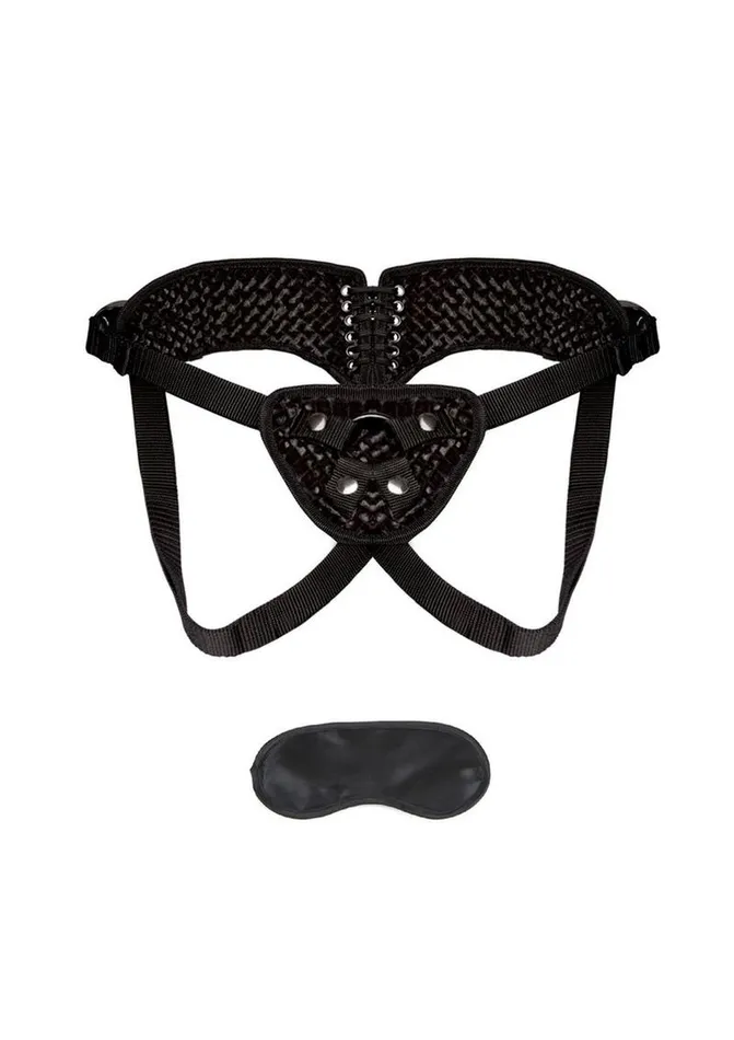 Female Sex Toys Lux Fetish Lux Fetish Diamond Velvet StrapOn Corset Adjustable