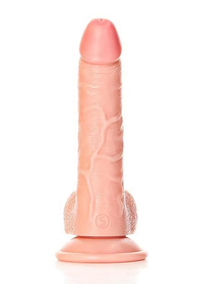 Female Sex Toys Realrock Curved Realistic Dildo with Balls and Suction Cup Real Rock