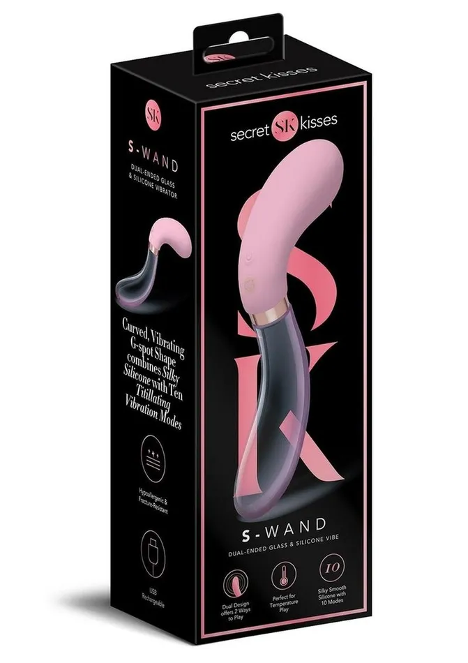 Female Sex Toys Secret Kisses Secret Kisses Glass S Shape Rechargeable Silicone Dual End Vibrator