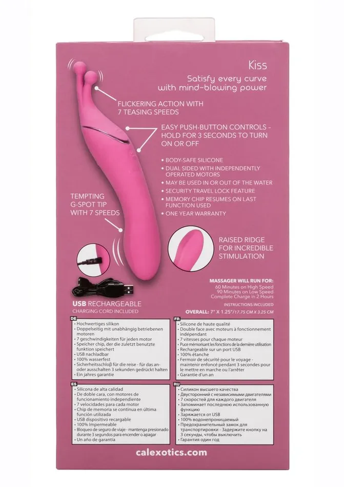 Female Sex Toys Tempt and Tease Tempt and Tease Kiss Rechargeable Silicone Vibrator with Clitoral Stimulator
