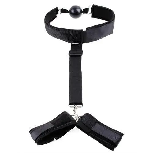 Fetish Fantasy Series Gag and Wrist Restraint Black Pipedream Couples