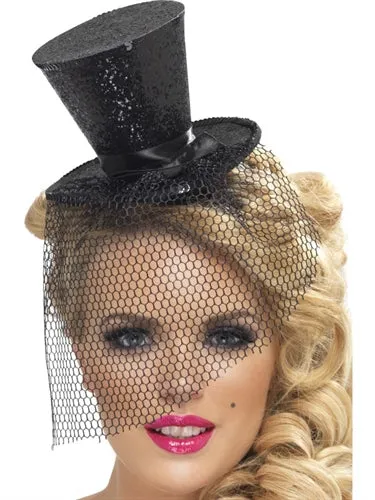 Fever Lingerie Anal Mini Top Hat on Headband Black
