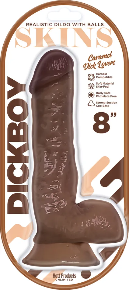Hott Products Dildos Dickboy Skins Dildo With Balls 8 Inch Caramel Dick Lover