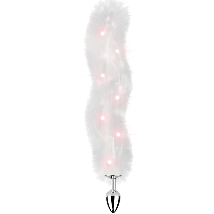 Hott Products Foxy Tail Light Up Faux Fur Butt Plug White Plug White Anal