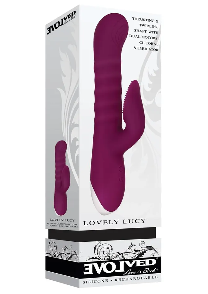 Lovely Lucy Rechargeable Silicone Dual Vibrator with Clitoral Stimulator Evolved Female Sex Toys