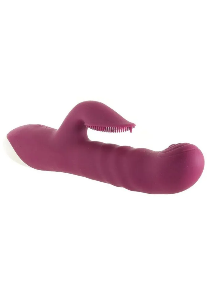 Lovely Lucy Rechargeable Silicone Dual Vibrator with Clitoral Stimulator Evolved Female Sex Toys