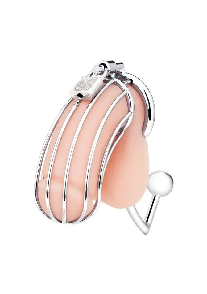 Male Sex Toys Blue Line CandB Gear Cock Cage with Anal Stimulator