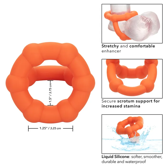 Male Sex Toys CalExotics Alpha Liquid Silicone All Star Ring Orange Male Sex Toys CalExotics Alpha Liquid Silicone All Star Ring Orange
