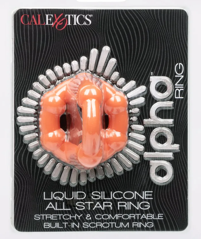 Male Sex Toys CalExotics Alpha Liquid Silicone All Star Ring Orange Male Sex Toys CalExotics Alpha Liquid Silicone All Star Ring Orange