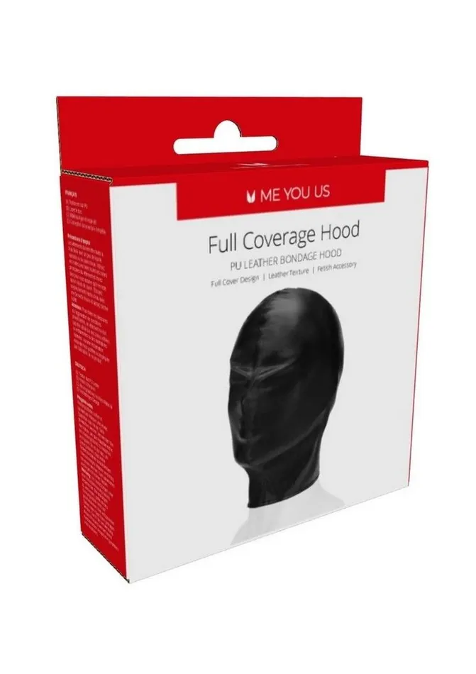 ME YOU US Full Coverage Hood Pu Leather Bondage Hood Me You Us Restraints