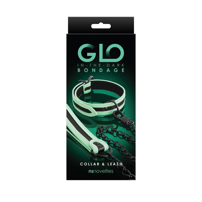 NS Novelties Couples GLO Bondage Collar Leash Green