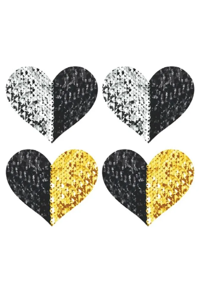Peekaboos Reversilbe Sequin Hearts Pasties PEEKABOO Vibrators