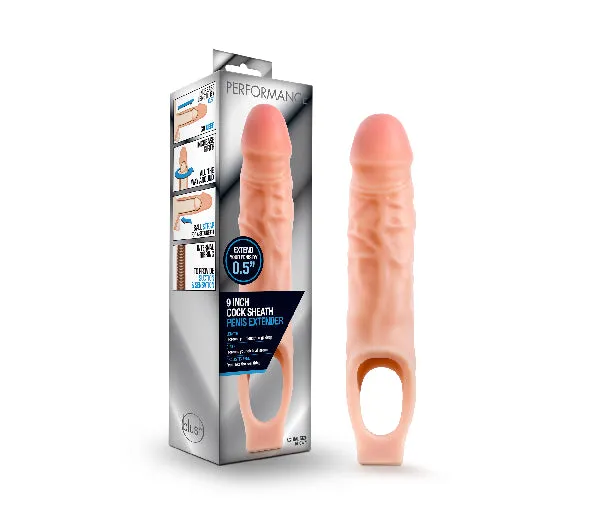 Performance 9 Inch Cock Sheath Penis Extender Vanilla Blush Dildos