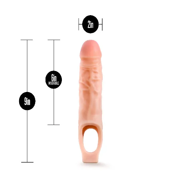 Performance 9 Inch Cock Sheath Penis Extender Vanilla Blush Dildos