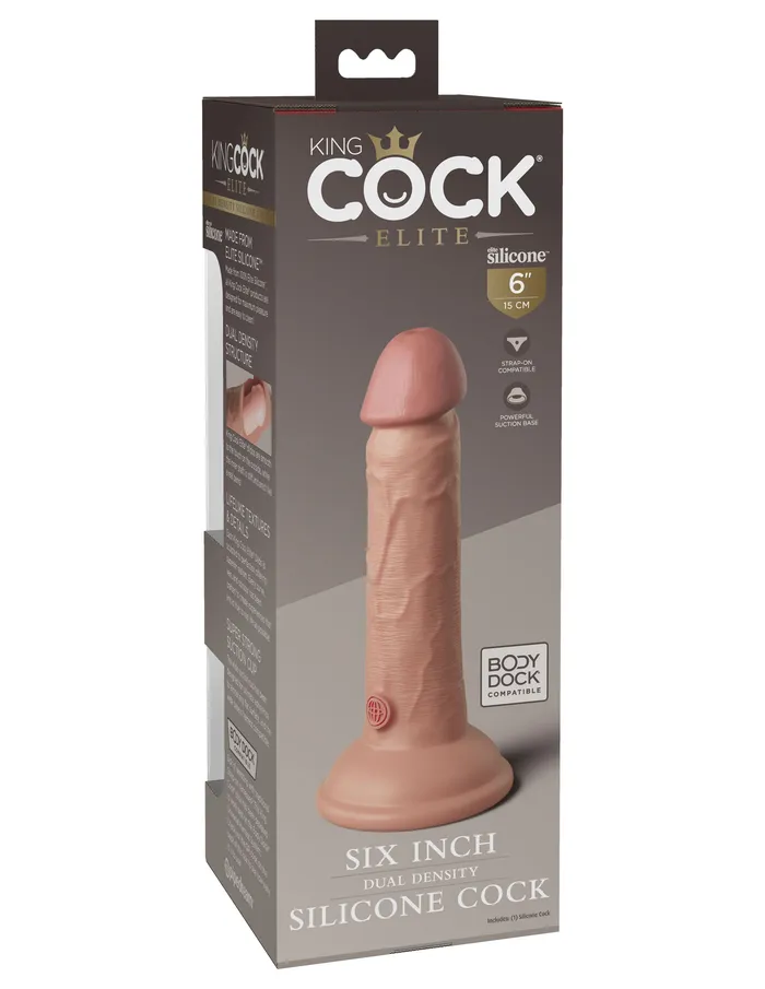 Pipedream Dildos King Cock Elite 6 Inch Silicone Dual Density Cock Light Pipedream Dildos King Cock Elite 6 Inch Silicone Dual Density Cock Light