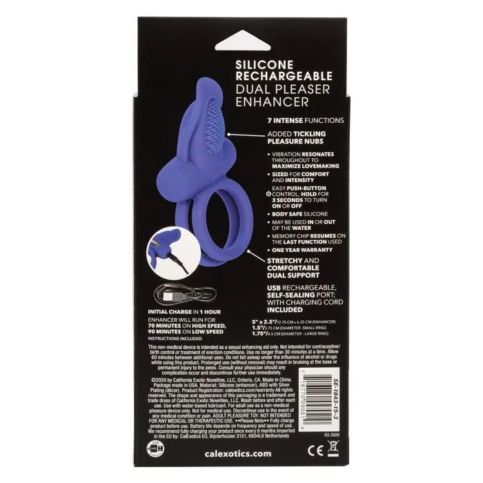 Silicone Rechargeable Dual Pleaser Enhancer CalExotics Female Sex Toys Silicone Rechargeable Dual Pleaser Enhancer CalExotics Female Sex Toys