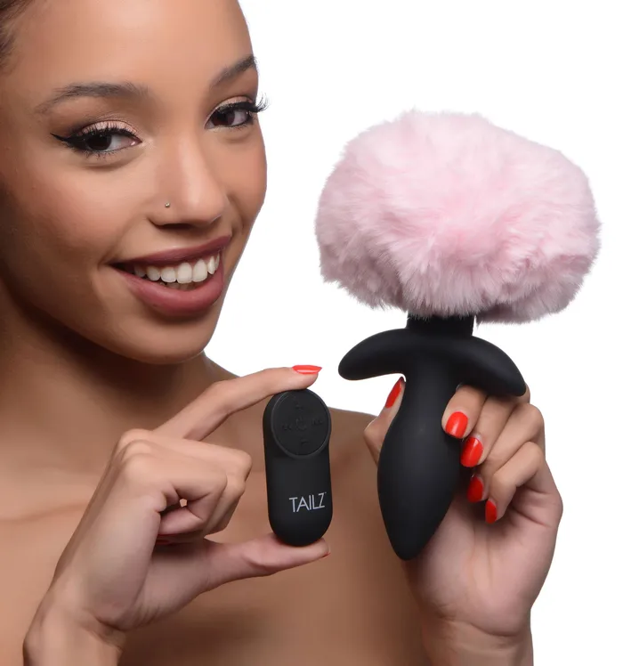 Waggerz Moving and Vibrating Bunny Tail Anal Plug Pink XR Brands Tailz Male Sex Toys Waggerz Moving and Vibrating Bunny Tail Anal Plug Pink XR Brands Tailz Male Sex Toys