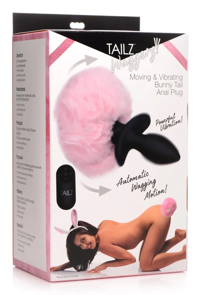 Waggerz Moving and Vibrating Bunny Tail Anal Plug Pink XR Brands Tailz Male Sex Toys Waggerz Moving and Vibrating Bunny Tail Anal Plug Pink XR Brands Tailz Male Sex Toys
