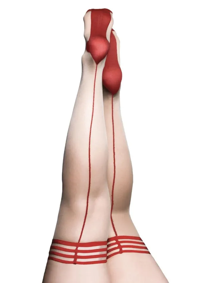Whitney Red Back Seam Thigh High Size C Nude Kixies Vibrators