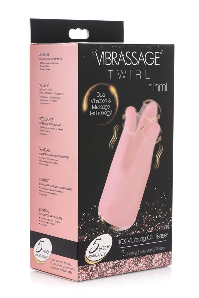 XR Brands inmi Vibrassage Twirl 10x Vibrating Clit Teaser Pink Vibrators XR Brands inmi Vibrassage Twirl 10x Vibrating Clit Teaser Pink Vibrators