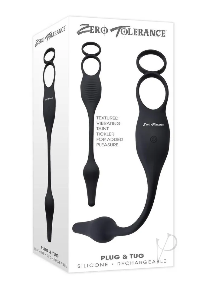 Zero Tolerance Plug and Tug Rechargeable Silicone Anal Plug and Cock Ring Zero Tolerance Male Sex Toys
