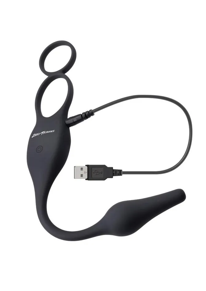 Zero Tolerance Plug and Tug Rechargeable Silicone Anal Plug and Cock Ring Zero Tolerance Male Sex Toys